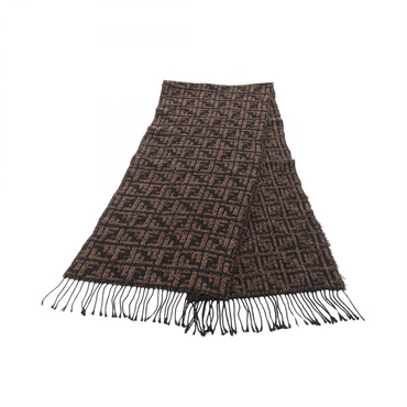 FENDI Zucca Scarf wrap shawl acrylic Brown Black Used unisex