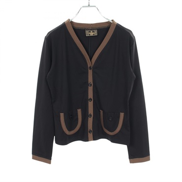 FENDI cardigan knitwear #44 Nylon Navy Brown Used Women