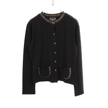 FENDI cardigan knitwear #42 wool Black Brown Used Women