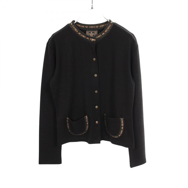 FENDI cardigan knitwear #42 wool Black Brown Used Women