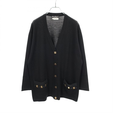 Salvatore Ferragamo Vara ribbon Cardigan knitwear wool Black Used Women size M