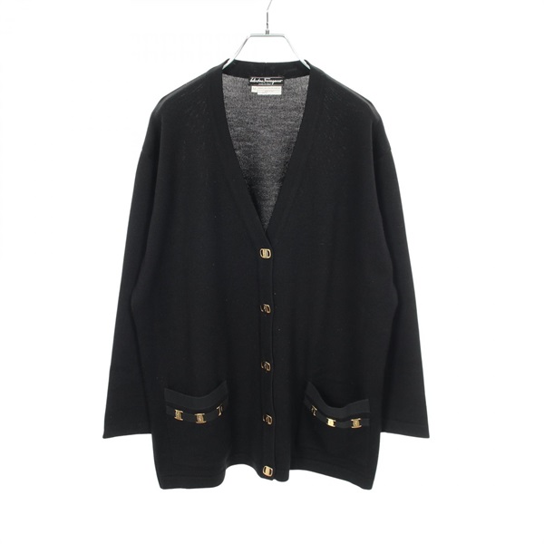 Salvatore Ferragamo Vara ribbon Cardigan knitwear wool Black Used Women size M