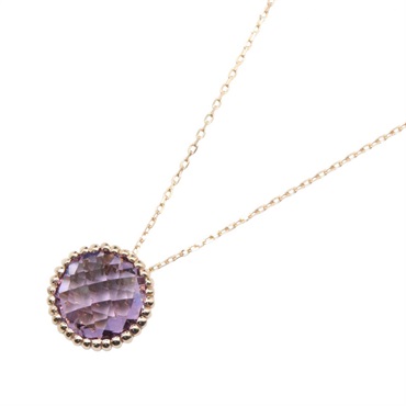 JEWELRY Colored stone Necklace pendant 18KPG Pink Rose Gold Purple Used women