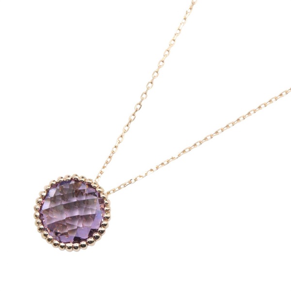 JEWELRY Colored stone Necklace pendant 18KPG Pink Rose Gold Purple Used women