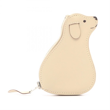 HERMES Dog coin purse wallet Swift leather Beige Parchemin Used Women M SHW