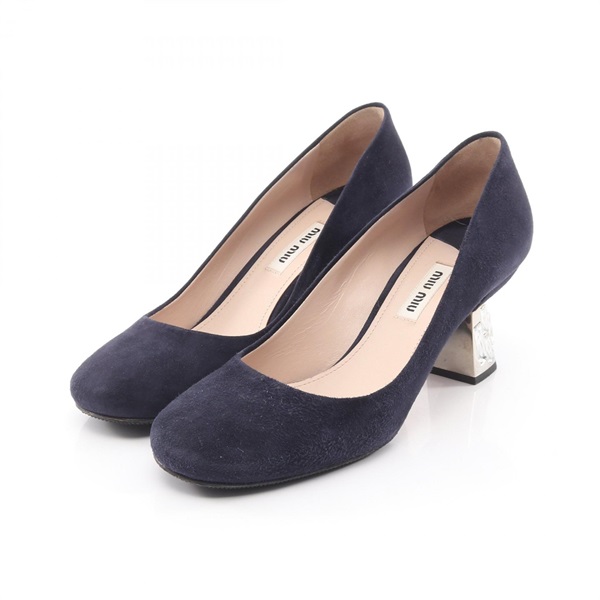 Miu Miu With bijoux pumps Suede Navy #36 Used Women