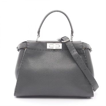 FENDI Peekaboo Regular 2WAY Handbag 8BN290 leather Gray Used Women
