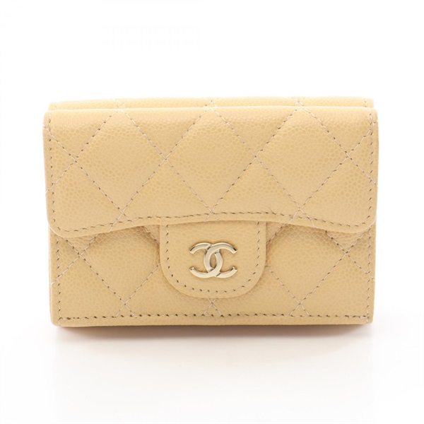 CHANEL Classic Small Flap Wallet Matelasse AP0230 Leather Beige Used GHW GHW CC