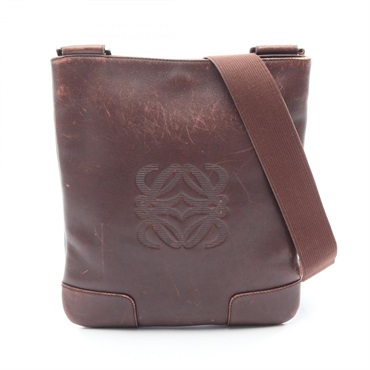 LOEWE anagram Crossbody Shoulder Bag leather Brown Used Women