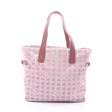 CHANEL New travel line GM Tote Handbag A15825 leather Nylon canvas Pink Used CC