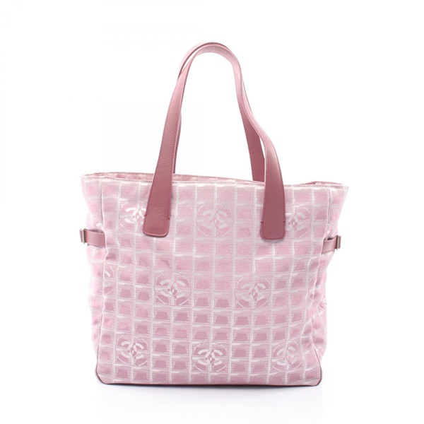 CHANEL New travel line GM Tote Handbag A15825 leather Nylon canvas Pink Used CC