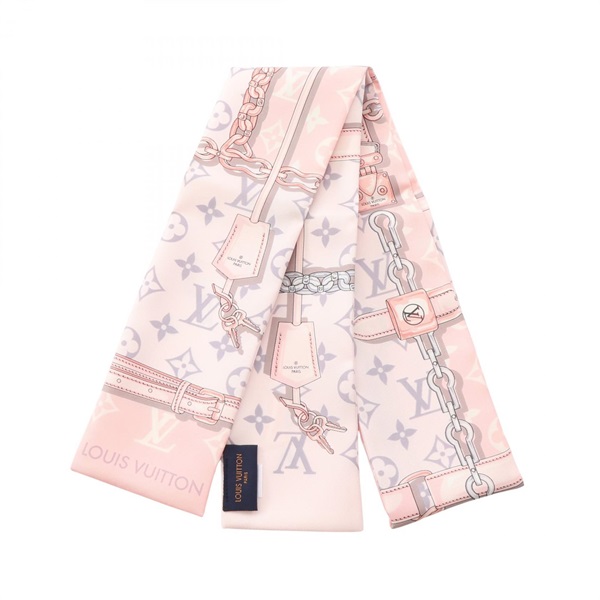 LOUIS VUITTON Bandeau Monogram Confidential Rose Claire Ribbon Scarf M70637 silk