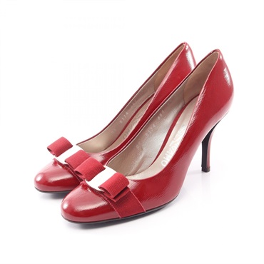 Salvatore Ferragamo Vara Ribbon Pumps Stiletto Heels #6 1/2 Patent leather Red
