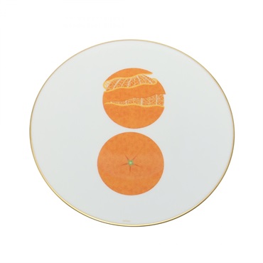 HERMES Dessert Plate Kaorumi Tableware Porcelain White Orange Preowned unisex