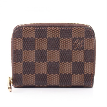 LOUIS VUITTON zip around purse coin wallet N60213 Damier Ebene Used Women