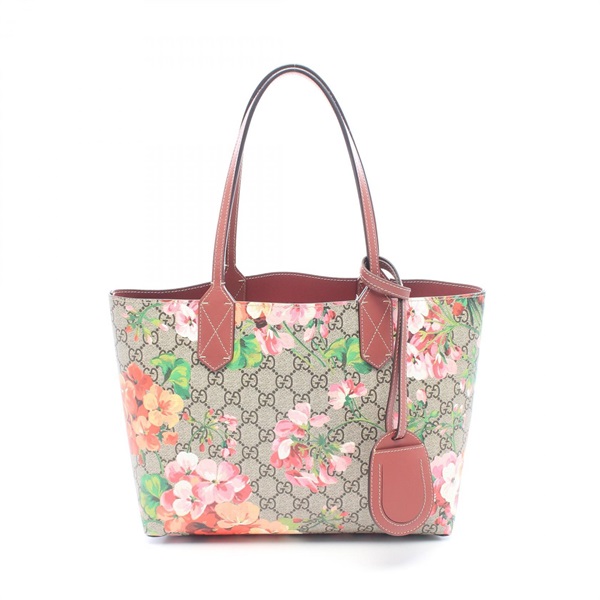 GUCCI GG Blooms Reversible Tote Handbag 372613 PVC coated canvas leather Used