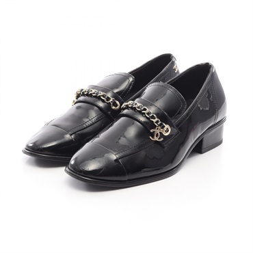 CHANEL COCO Mark Chain loafers Patent leather Black Used Women #37 CC