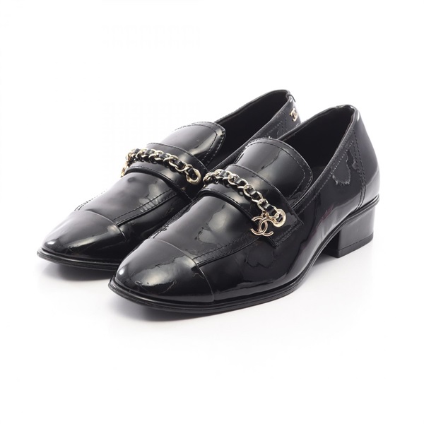 CHANEL COCO Mark Chain loafers Patent leather Black Used Women #37 CC