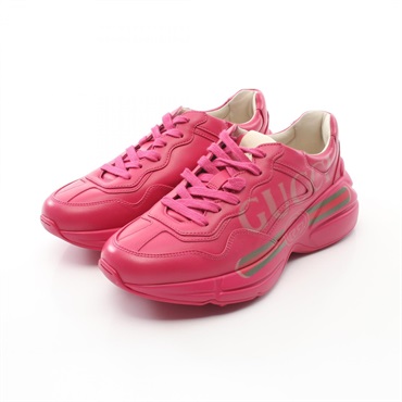 GUCCI logo sneakers #37 shoes 528892 leather Pink Used Women