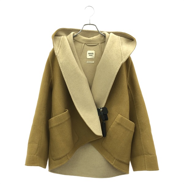 HERMES poncho #34 coat hoodie cashmere Brown Used