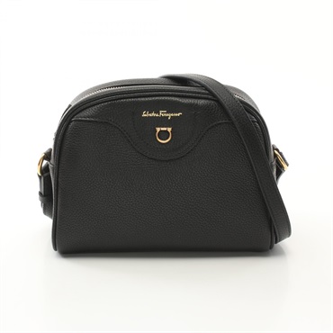 Salvatore Ferragamo Travel Gancini Shoulder Bag 21 0411 leather Black Used Women