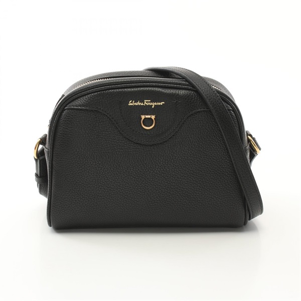 Salvatore Ferragamo Travel Gancini Shoulder Bag 21 0411 leather Black Used Women
