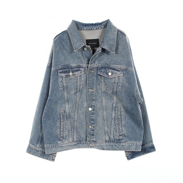 MARC JACOBS Crystal Denim Big Trucker Jacket 2S4RJC005D08 cotton Blue Women #XS
