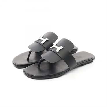 HERMES gallery Sandals #38 shoes leather Black Used Women