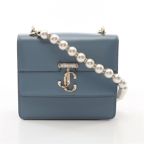 JIMMY CHOO Avenue Quad XS Shoulder Bag leather Blue Used Women