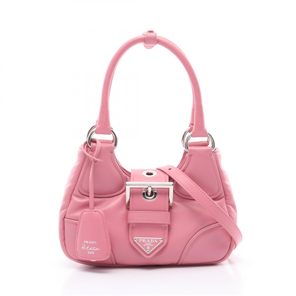 PRADA MOON 2way Shoulder Handbag 1BA381 leather Pink Used Women