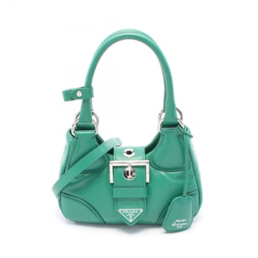 PRADA MOON 2way Shoulder Handbag 1BA381 leather Green Used Women crossbody
