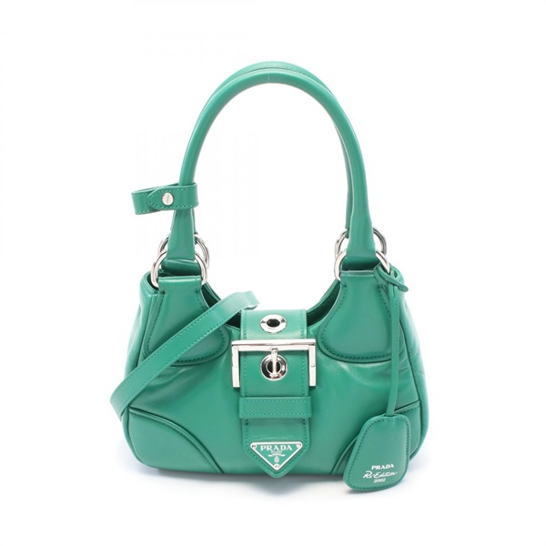 PRADA MOON 2way Shoulder Handbag 1BA381 leather Green Used Women crossbody