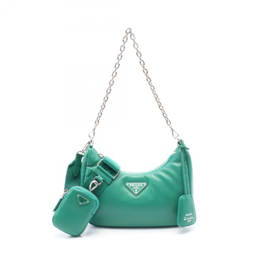PRADA Re-Edition 2006 2way chain Shoulder Bag 1BH204 leather Green Used Women