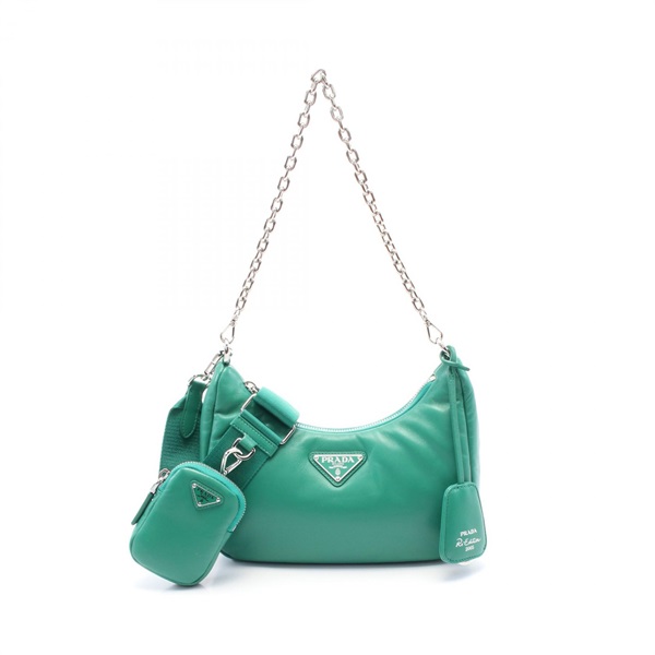 PRADA Re-Edition 2006 2way chain Shoulder Bag 1BH204 leather Green Used Women