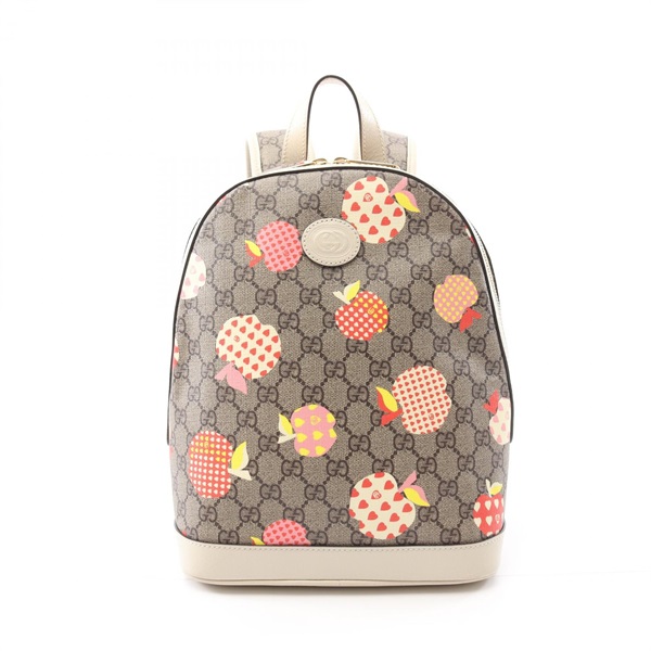 GUCCI Les Pommes Apple & Heart GG Supreme Rucksack Backpack 552884 Canvas Beige