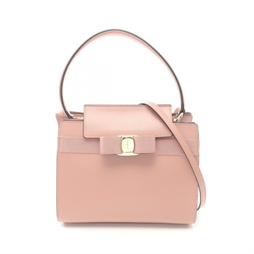 Salvatore Ferragamo Vara ribbon 2way Shoulder Handbag 21 1264 leather Pink Used