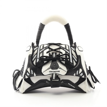 BALENCIAGA sneaker head top handle S Hand bag 661723 leather Fabric White Black