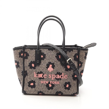 Kate Spade Ella S Shoulder Tote Bag K8208 canvas leather Black Beige Pink Used