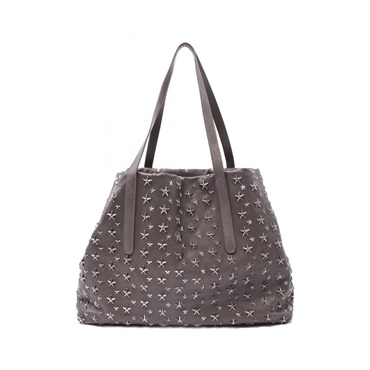 JIMMY CHOO Shoulder Tote Bag leather Gray Used Women