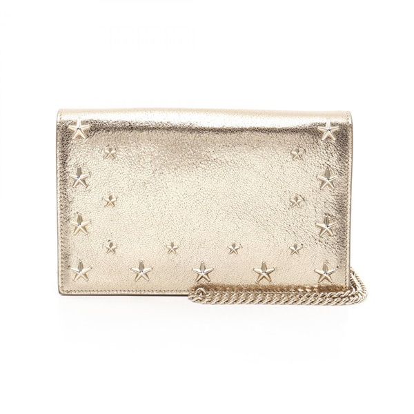 JIMMY CHOO Chain Shoulder Bag crossbody leather Gold Used Women