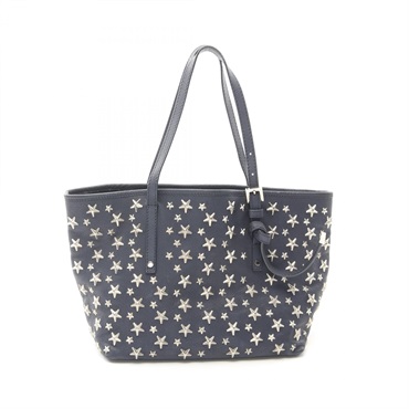JIMMY CHOO SASHA S Shoulder Tote Hand Bag leather Navy Used Women