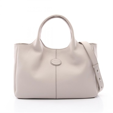 TOD'S ALH SHOPPING PICCOLA 2way Shoulder Tote Bag leather Gray Used Women