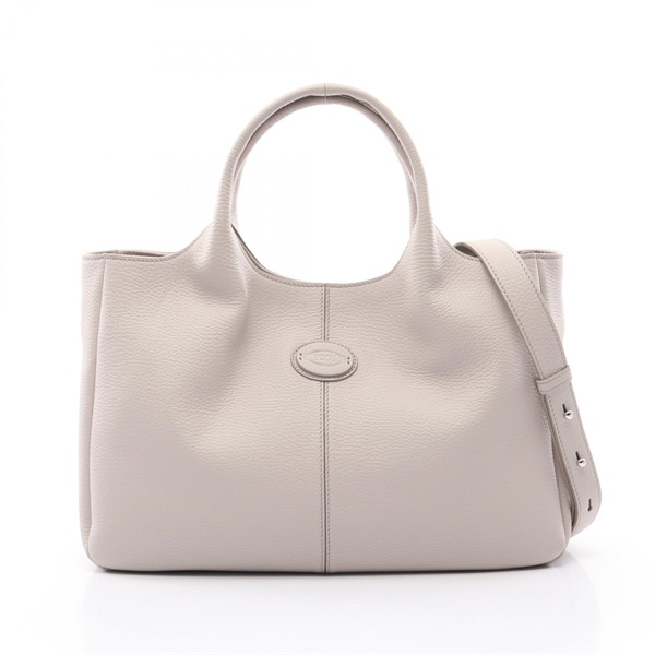 TOD'S ALH SHOPPING PICCOLA 2way Shoulder Tote Bag leather Gray Used Women