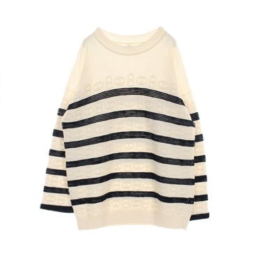 HERMES Chaine dAncre knitwear sweater #38 3E2624D2 cashmere cotton Beige Black