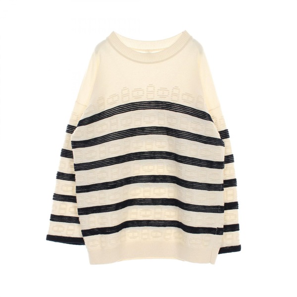 HERMES Chaine dAncre knitwear sweater #38 3E2624D2 cashmere cotton Beige Black