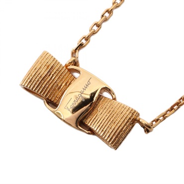 Salvatore Ferragamo Vara ribbon Necklace Pendant Gold Plated Used women