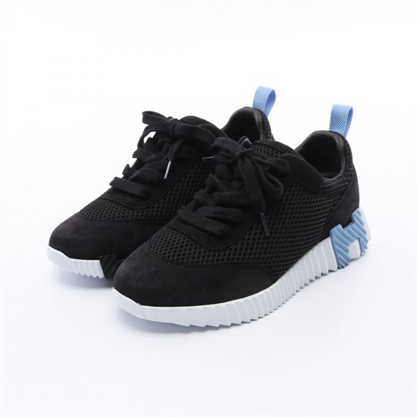 HERMES bouncing sneakers shoes #36 flats Suede Fabric Black