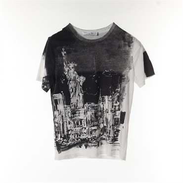 Christian Dior Short Sleeve T-shirt 443T09B4533 Cotton White Black #S Used Women