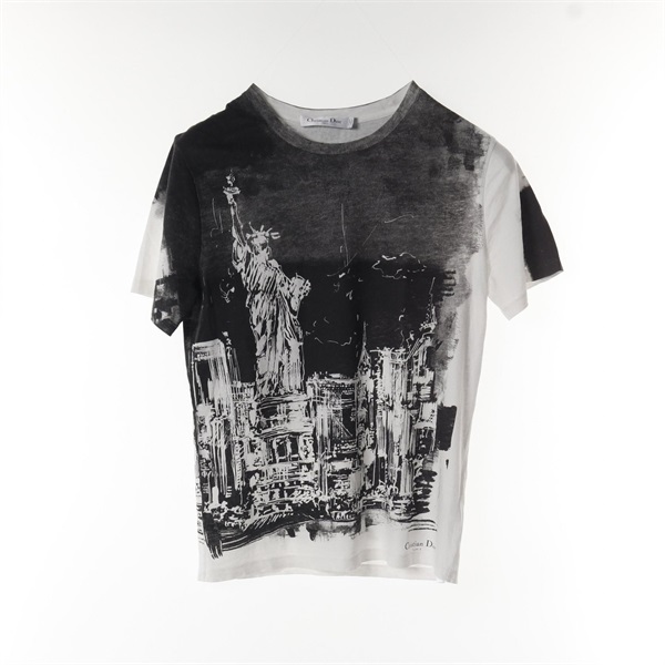 Christian Dior Short Sleeve T-shirt 443T09B4533 Cotton White Black #S Used Women
