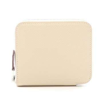 HERMES Azap Compact Silk In  Round wallet Epsom leather CleWhite Used Women B